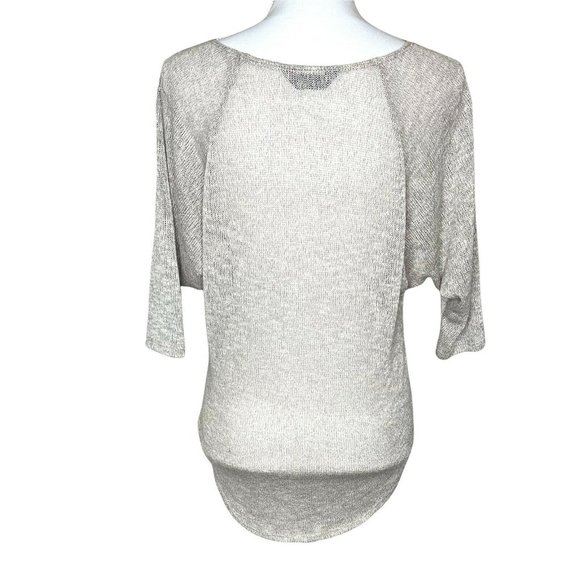 SJS Owl Print Embroidered Sweater 3/4 Wide Sleeves Size Medium Tan - Picture 4 of 9